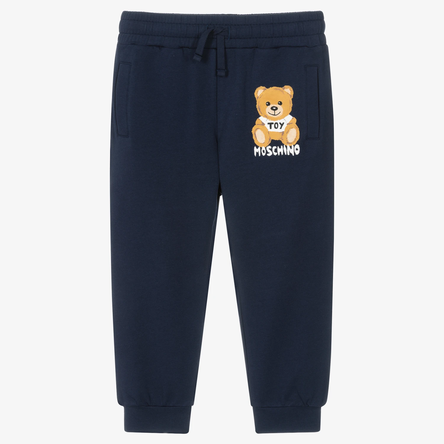 Moschino Kid-Teen Navy Blue Cotton Jersey Joggers 1 Moschino Kid-Teen Navy Blue Cotton Jersey Joggers