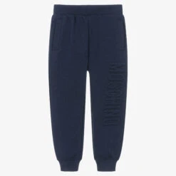 Moschino Kid-Teen Navy Blue Cotton Jersey Logo Joggers