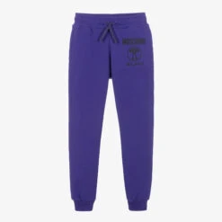 Moschino Kid-Teen Purple Cotton Logo Joggers