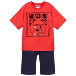 Moschino Kid-Teen Red Cotton Shorts Set