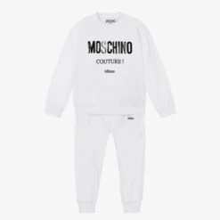 Moschino Baby White Cotton Logo Tracksuit