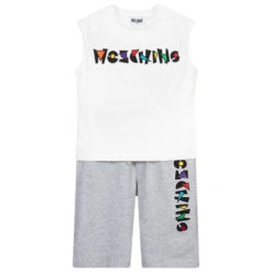 Moschino Kid-Teen White Cotton Shorts Set
