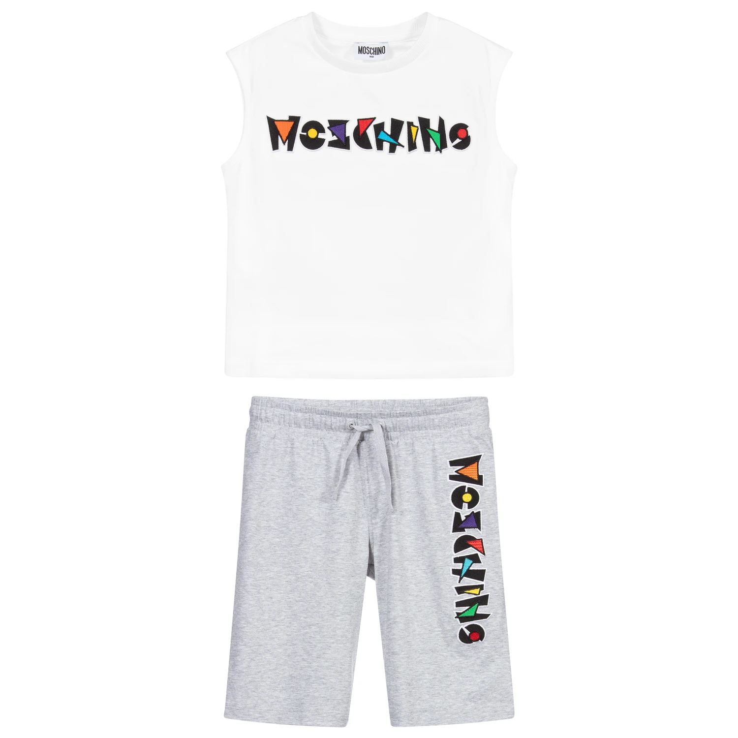 Moschino Kid-Teen White Cotton Shorts Set 2 Moschino Kid-Teen White Cotton Shorts Set - Image 2