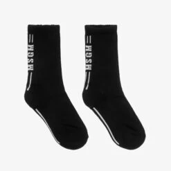 MSGM Black Cotton Logo Socks