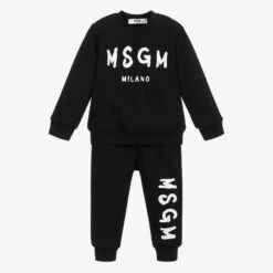 MSGM Black Cotton Logo Tracksuit