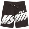 MSGM Black & White Logo Swim Shorts
