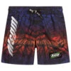 MSGM Blue & Orange Logo Swim Shorts