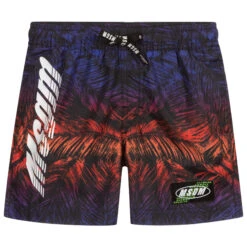 MSGM Blue & Orange Logo Swim Shorts