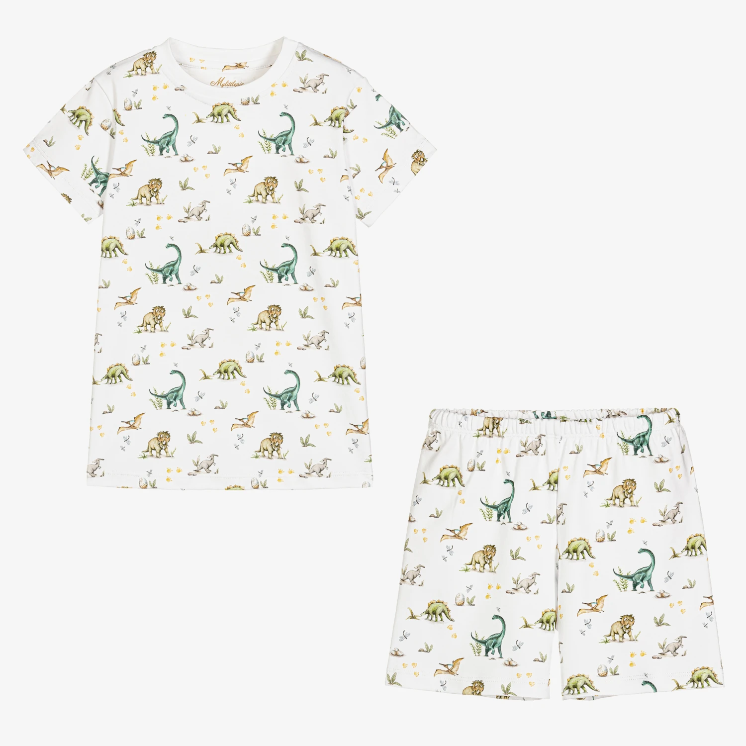 My Little Pie White Supima Cotton Dinoland Pyjamas 2 My Little Pie White Supima Cotton Dinoland Pyjamas - Image 2