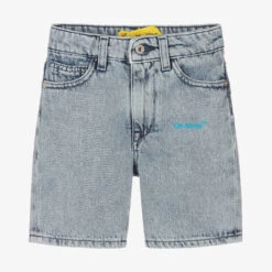 Off-White Boys Blue Diagonals Denim Shorts