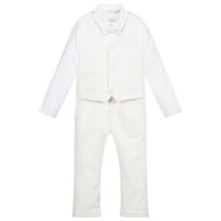 Patachou 3 Piece Ivory Velvet Suit