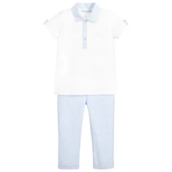 The Little Outfit Sales Store 7 Patachou Boys Blue & White Trousers Set