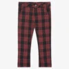 Patachou Boys Red & Navy Blue Check Trousers