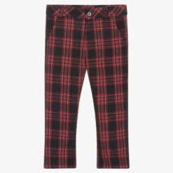 Patachou Boys Red & Navy Blue Check Trousers
