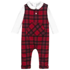 Patachou Red Tartan Dungarees & Top Set