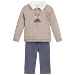 The Little Outfit Sales Store 5 Paz Rodriguez Blue & Beige Trousers Set