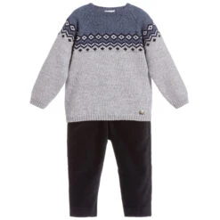 Paz Rodriguez Boys Blue & Grey Trouser Set