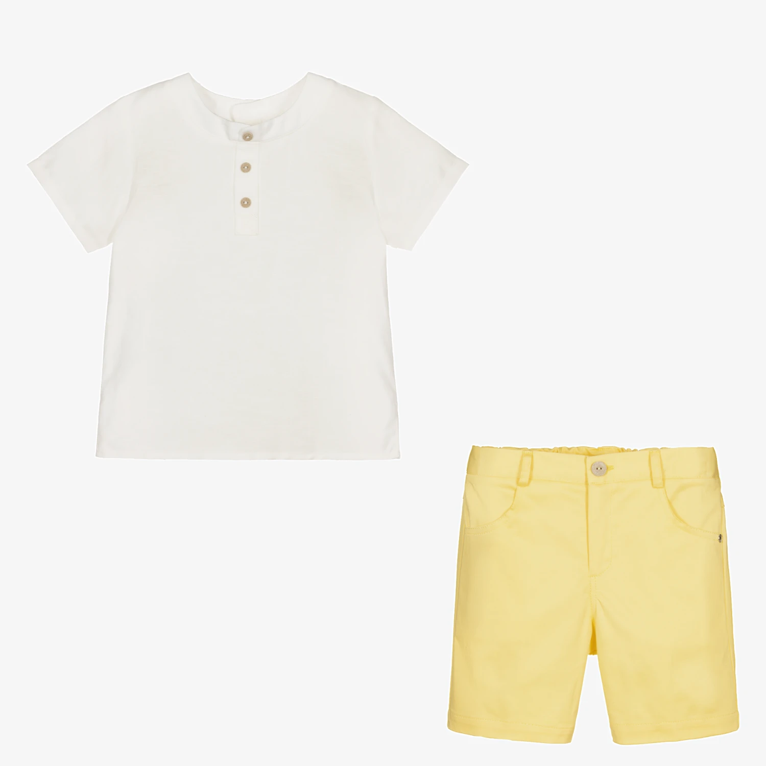 Paz Rodriguez Boys Yellow Cotton Shorts Set 2 Paz Rodriguez Boys Yellow Cotton Shorts Set - Image 2