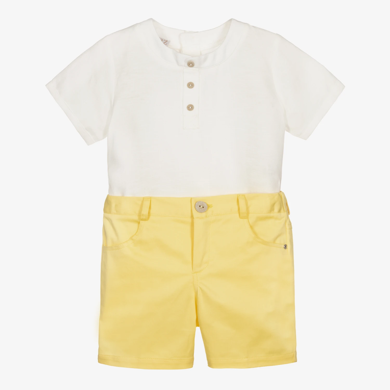Paz Rodriguez Boys Yellow Cotton Shorts Set 1 Paz Rodriguez Boys Yellow Cotton Shorts Set