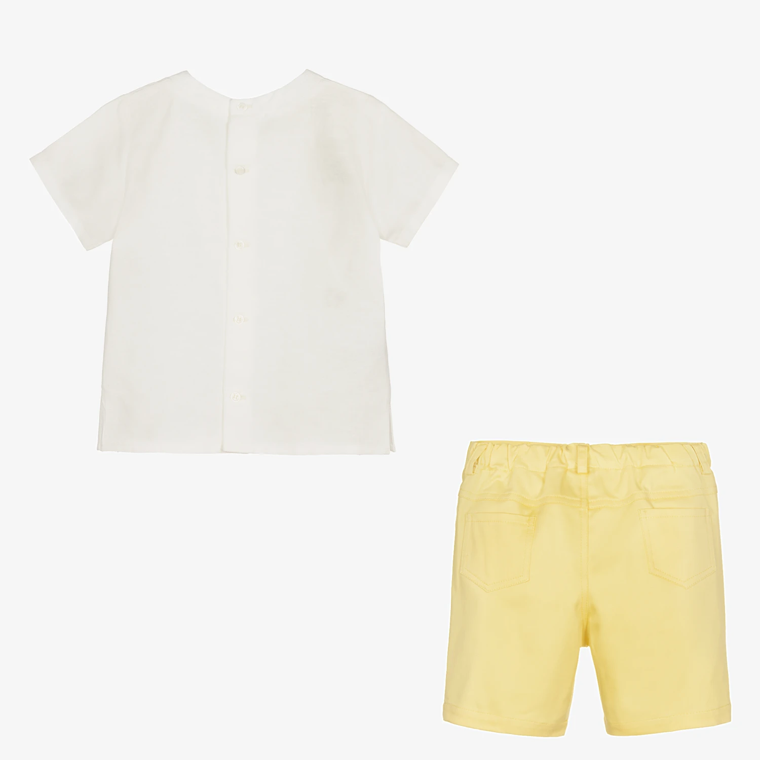 Paz Rodriguez Boys Yellow Cotton Shorts Set 3 Paz Rodriguez Boys Yellow Cotton Shorts Set - Image 3
