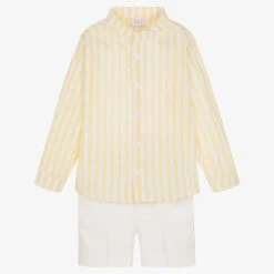 Paz Rodriguez Boys Yellow Stripe Shorts Set