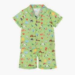Powell Craft Green Farmyard Short Pyjamas