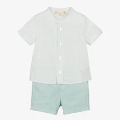 Pureté Du... Bébé Boys Blue Shirt & Green Shorts Set