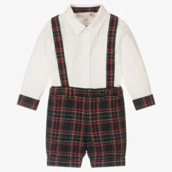 Pureté Du... Bébé Boys Blue Tartan Shorts Set