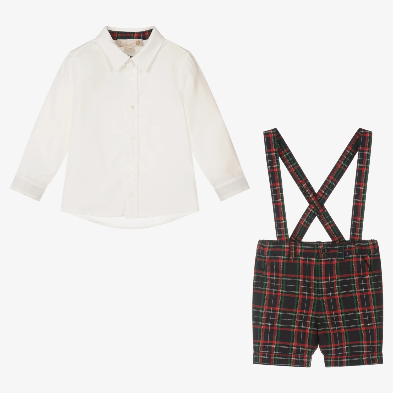 Pureté Du... Bébé Boys Blue Tartan Shorts Set 2 Pureté Du... Bébé Boys Blue Tartan Shorts Set - Image 2