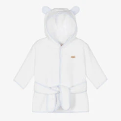 Pureté Du... Bébé White & Blue Towelling Bathrobe