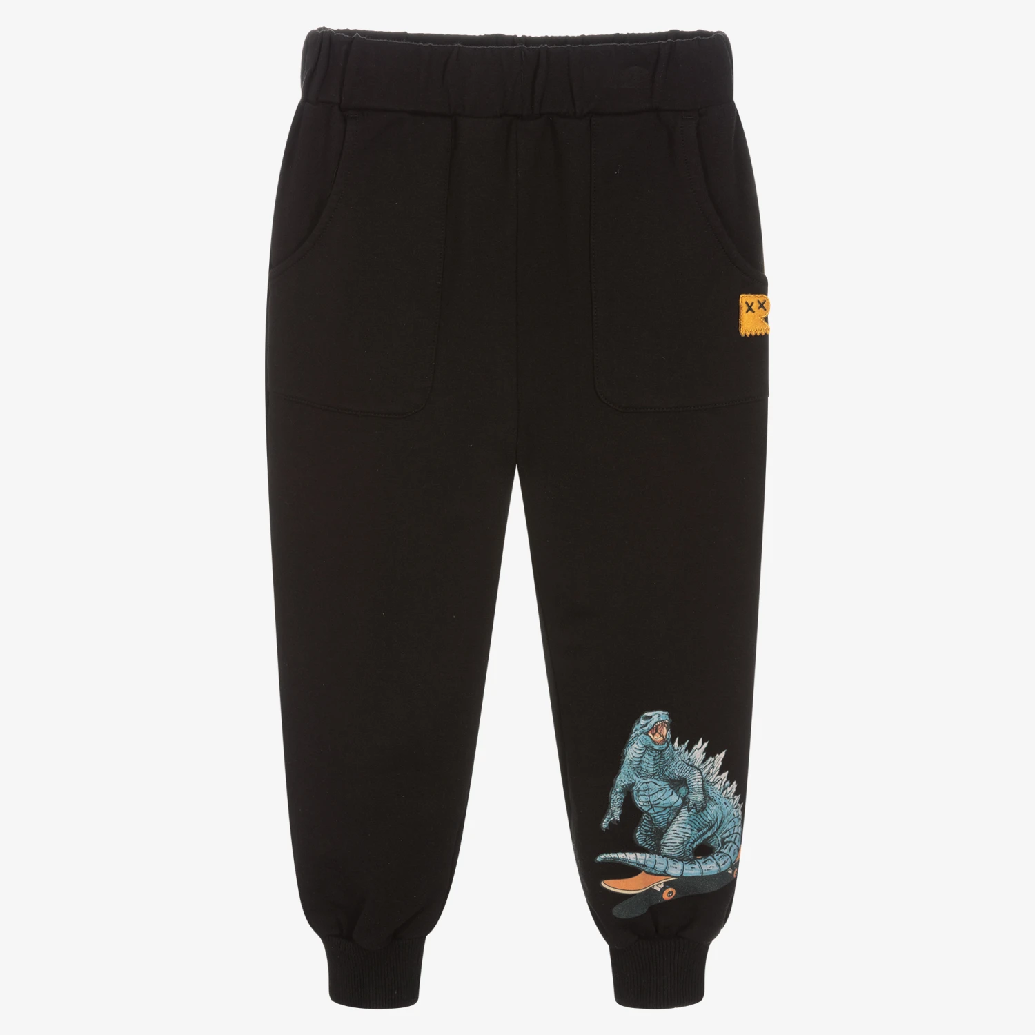 Rock Your Baby Boys Black Cotton Godzilla Joggers 1 Rock Your Baby Boys Black Cotton Godzilla Joggers