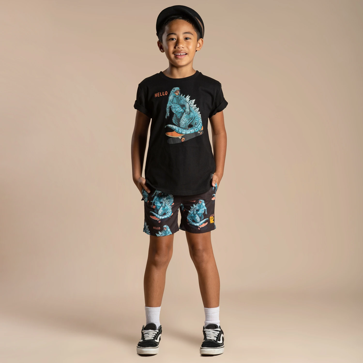 Rock Your Baby Boys Black Dino Swim Shorts 2 Rock Your Baby Boys Black Dino Swim Shorts - Image 2