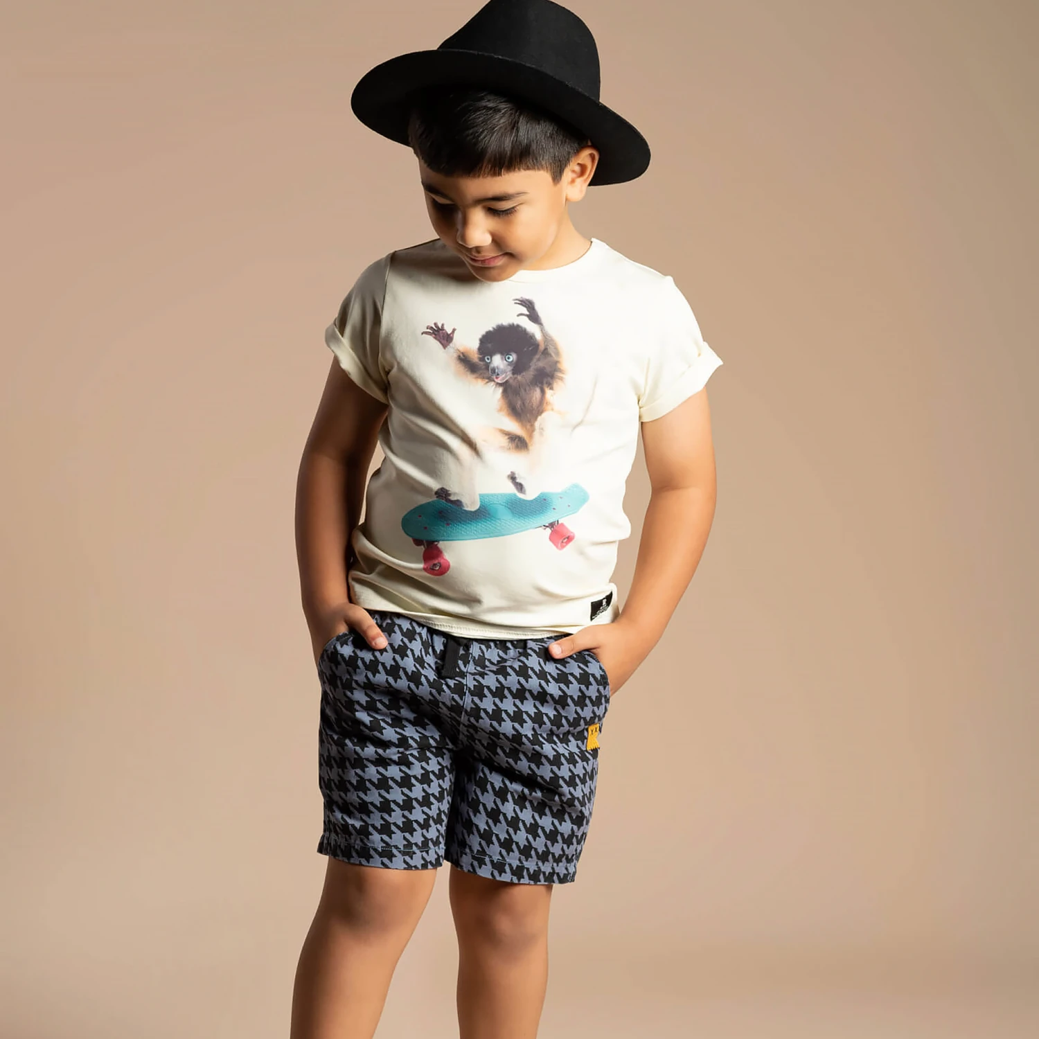 Rock Your Baby Boys Blue Houndstooth Cotton Shorts 2 Rock Your Baby Boys Blue Houndstooth Cotton Shorts - Image 2