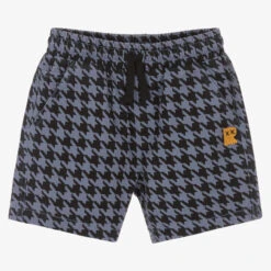 Rock Your Baby Boys Blue Houndstooth Cotton Shorts
