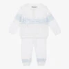 Sarah Louise White Cotton Knit Trouser Set