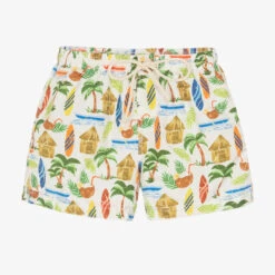 Selini Action Boys Ivory Tropical Print Swim Shorts