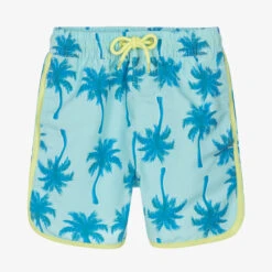 Soli Swim Boys Blue Palm Tree Swim Shorts (UPF50+)