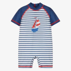 Soli Swim Boys Navy Blue Striped Sun Suit (UPF50+)