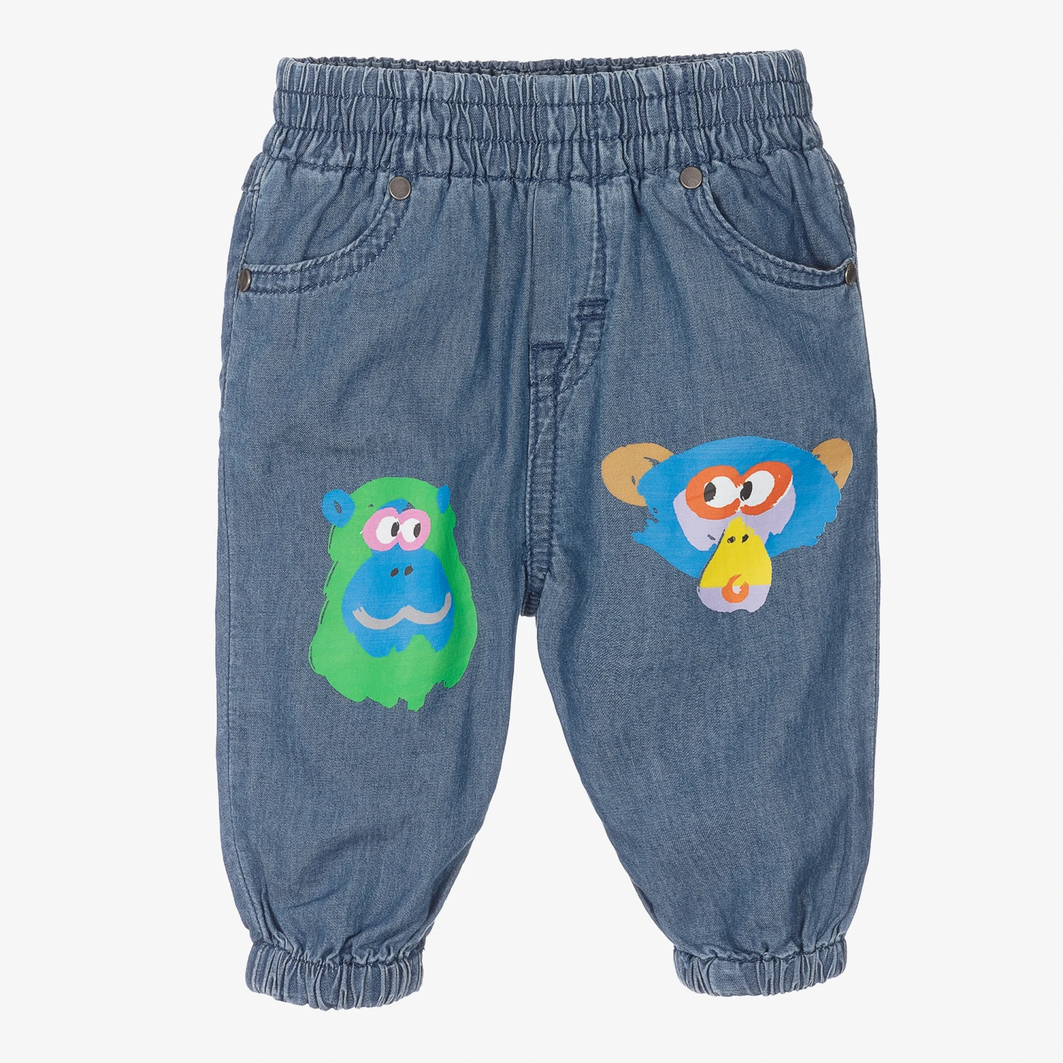 Stella McCartney Kids Boys Blue Chambray Trousers 1 Stella McCartney Kids Boys Blue Chambray Trousers