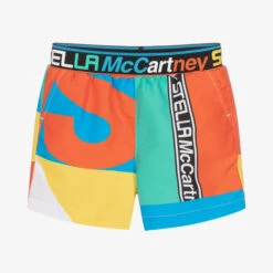 Stella McCartney Kids Boys Colourful Logo Swim Shorts