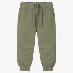 Stella McCartney Kids Boys Green Cotton Cargo Trousers