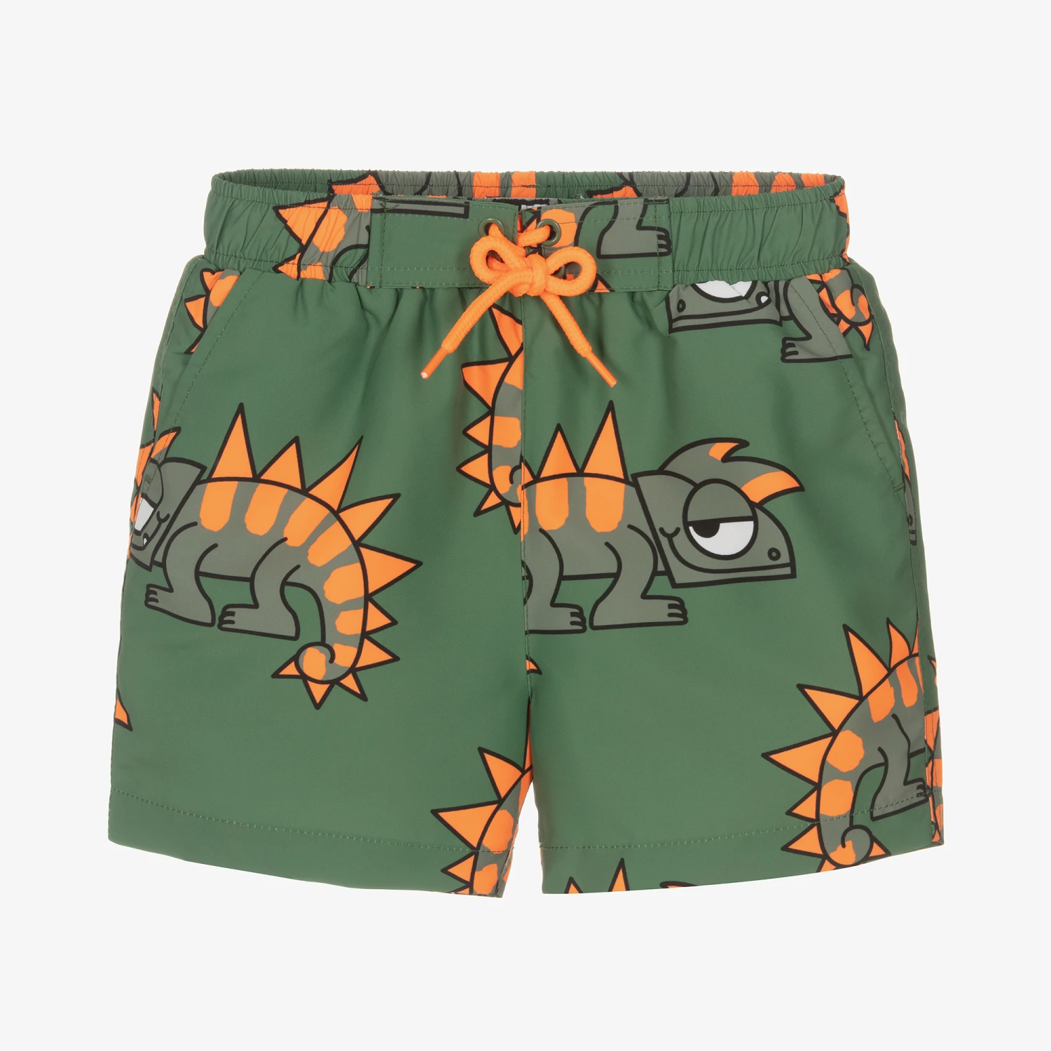 Stella McCartney Kids Boys Green Gecko Swim Shorts 1 Stella McCartney Kids Boys Green Gecko Swim Shorts