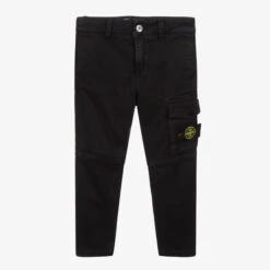 Stone Island Junior Boys Black Logo Cargo Trousers