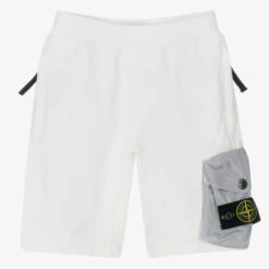 Stone Island Junior Boys White Cotton Shorts