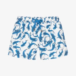 Sunuva Boys White & Blue Sharks Swim Shorts