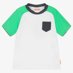 Sunuva Boys White & Green Swim Top
