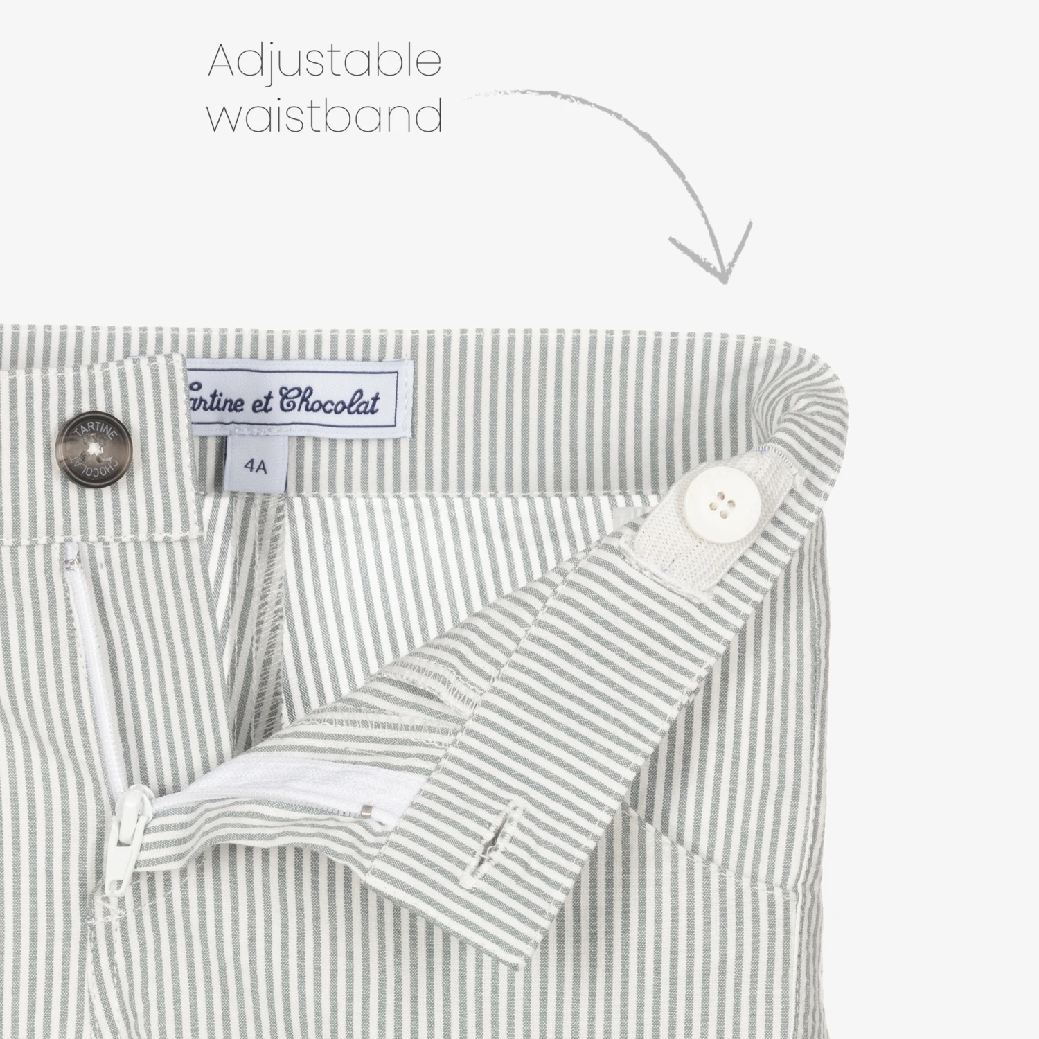 Tartine Et Chocolat Boys Grey Striped Cotton Shorts 4 Tartine Et Chocolat Boys Grey Striped Cotton Shorts - Image 4