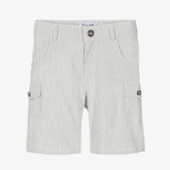 Tartine Et Chocolat Boys Grey Striped Cotton Shorts