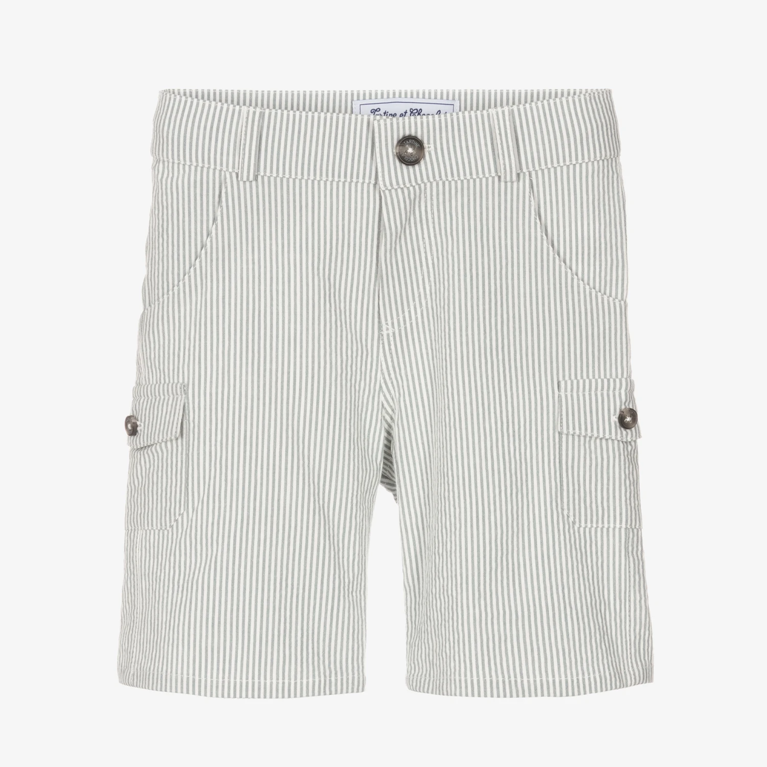 Tartine Et Chocolat Boys Grey Striped Cotton Shorts 1 Tartine Et Chocolat Boys Grey Striped Cotton Shorts