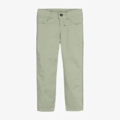 Tartine Et Chocolat Boys Pale Green Cotton Twill Trousers